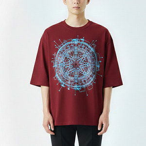 เสื้อยืดทรงบ็อกซี่สไตล์สตรีทสำหรับผู้ชาย ออกแบบพิเศษ แขนสั้น ผ้าฝ้ายคุณภาพสูง พร้อมโลโก้แบบกำหนดเอง - Product Image 1