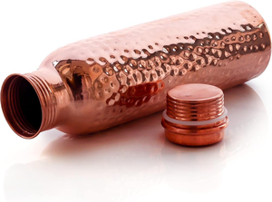 Hammered Copper Water Bottle <b>With</b> Brass Clip <b>Lid</b> 1000ml Durable Ayurvedic Design for Daily Hydration Wide Customized Sized - Product Image 5