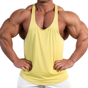 Gym Bodybuilding Training <b>Stringer</b> Cut Out <b>Vest</b> Top Solid Color Quick Dry Men Anti-Shrink Custom Material High Quality Jersey - Product Image 1