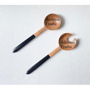 Ensemble de service à salade à long manche en bois d'acacia avec logo personnalisé cuillère décorative en bois fourchette outils de cuisine et de salade écologiques ustensiles de cuisine - Product Image 2