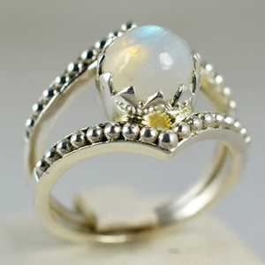 Rainbow Moonstone 925 Sterling Silver Handmade <b>Statement</b> <b>Ring</b> June Birthstone Jewelry Inlay Fine Perfect Gift for Her Birthday - Product Image 2