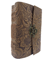 Journal en cuir vintage fait à la main avec papier à bords festonnés - Fermeture à cadenas Grimoire Journal Journal de sorcière