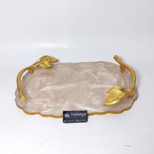 Bandeja de Servicio Móvil de Resina Moderna de Primera Calidad para Mayoristas, Bandeja Decorativa Hecha a Mano para Decoración del Hogar - Product Image 1