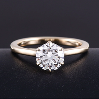 Pengaturan mahkota gaya enam cabang cincin soliter 1,21ct bulat potong Lab tumbuh cincin berlian 10k emas padat wanita cincin pernikahan untuk dia