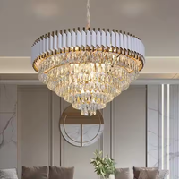 Vente chaude Lustre rond en cristal de luxe Nouveau luminaire pour la maison Lustre pour salon