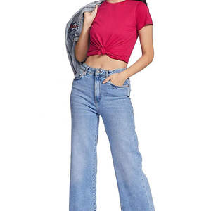 T-shirt pour femmes en coton et élasthanne à col rond et manches courtes, avec logo personnalisé - Product Image 4