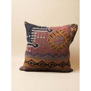 Funda de Cojín Kilim Turco Vintage de 40 x 40 cm para Asientos y Almohadas - Product Image 3