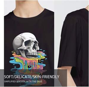 T-shirt décontracté pour homme 100 % coton jersey, motif uni, 220 grammes, haute qualité, respirant, anti-plis, séchage rapide - Product Image 3