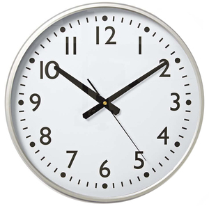 <b>White</b> and silver wall <b>clock</b> XL 38cm easy to read (Nedis CLWA016PC38AL) - Product Image 1