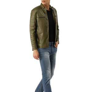 Mexion Vente en gros Prix fabricant Pakistan Veste en cuir pour homme Col montant en toile Logo frontal Haute qualité Mode hivernale - Product Image 3