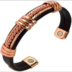 Pure Copper and Leatherette Motorcycle <b>Bracelet</b> for Men and Women Cool Magnetic Jewelry Accessories for a Z Crafts - Product Image 1