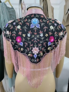 Handmade Vintage Flapper Party Shawl Wraps Sequin Beaded Bolero Embroidered Evening <b>Cape</b> for Bridal Cover Ups <b>Fur</b> Shawls for - Product Image 3