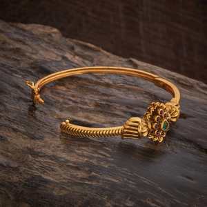 Victorian Fashion Bangle-Antique Kada Copper Alloy Gold Polish Flower Shape Wedding Occasion 184522 - Product Image 4