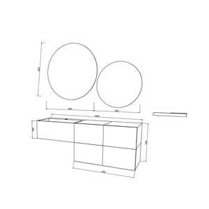 140cm Wall-Hung Bathroom Cabinet with 4 <b>Drawers</b> and <b>White</b> Sink Rota Gold Oak Bathroom <b>Sets</b> - Product Image 3
