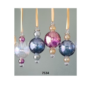 Juego de 4 Uds. Adorno de bola de cristal multicolor exclusivo hecho a mano árbol de Navidad decorativo X Mas árbol adorno de bola de cristal transparente - Product Image 1