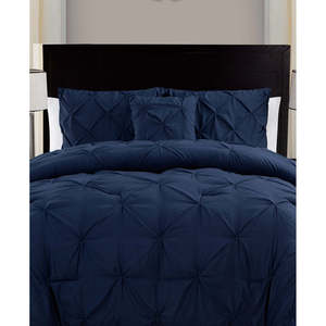 Set Copripiumino Vcny Home Carmen 3 Pezzi Queen Size con Arricciature, Tinta Unita Blu Navy, con Funzione Rinfrescante, 3 Pezzi - Product Image 4