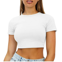 T-shirt respirant vierge à manches courtes de couleur unie de qualité supérieure en gros femmes crop top t-shirt pour dames à vendre personnalisé