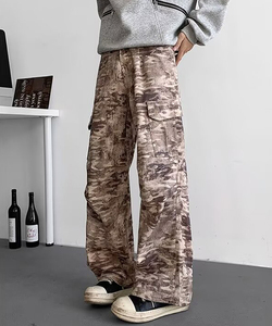 Vintage Hombres Recubierto Slim Fit Camo Flare Pantalones High Street Jeans de cintura media con múltiples bolsillos - Product Image 2
