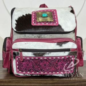 Diseño especial al por mayor fabricante de piel de vaca mecanizada a mano mamá bolsa de pañales mochila de cuero de primera calidad personalizada para las mujeres - Product Image 1