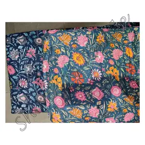 Tessuto 100% di cotone di alta qualità colore a contrasto bello tessuto stampato Jaipuri di cantiere per il vestito da notte Kimono kaftano abbigliamento