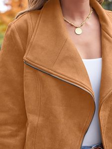 Chaquetas de piel sintética para mujer, moda de otoño de gamuza, trajes de 2025, ropa de invierno, abrigo recortado con frente abierto, prendas de vestir - Product Image 4