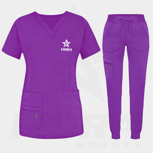 Nuevo diseño OEM Hospital de manga corta enfermera Scrubs Sets tejido personalizado Unisex alta calidad médico Scrub trajes - Product Image 1