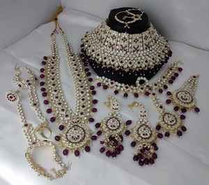 Conjunto de Joyería Nupcial Antigua de Diseño con Collar y Maang Tikka para Niñas y Mujeres - Product Image 5