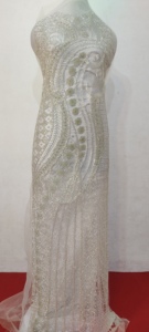 Ethnique indien et pakistanais brodé filet tissu travail dessiné à la main conception avant arrière panneaux adultes mariage fête d'anniversaire costume - Product Image 2