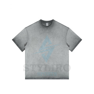 เสื้อยืดผ้าฝ้าย100% สำหรับทุกเพศเสื้อยืดวินเทจโอเวอร์ไซส์ระบายอากาศได้โลโก้ออกแบบได้ตามต้องการ - Product Image 1