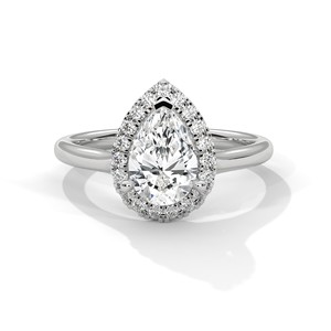 Anillo Solitario con Halo de Moissanita Corte Pera de 1.5ct, Plata de Ley 925, Anillo de Compromiso - Product Image 3