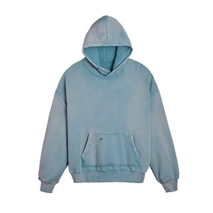 Sudaderas con capucha personalizadas de talla grande, estilo acid wash, al por mayor, de color sólido, 100% algodón, sudaderas casuales para hombre - Product Image 4