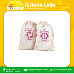 Bolsas con cordón de diseño elegante con logotipo personalizado, bolsas de regalo originales de algodón 100% al mejor precio para eventos de boda - Product Image 6