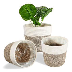 Natural Handmade Woven Seagrass Planter With Strong Handles Indoor Plant Cover <b>Basket</b> Decorative Rustic Storage Home Organizer - Product Image 2