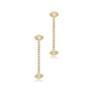 Diseño de ojo Cadena DE TENIS Pendientes largos Piedra de circón Venta al por mayor Joyería de plata esterlina 925 - Product Image 3