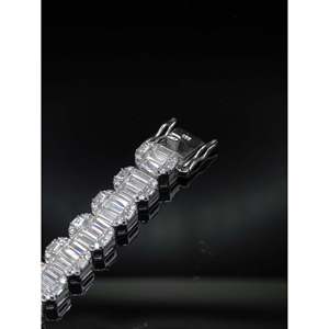 Pulsera de tenis de moissanita de 10 mm con corte esmeralda para hombre/mujer, grado VVS1, pasa el probador de diamantes, plata de ley 925, lujo, color rosa - Product Image 5