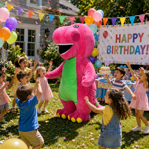 Disfraz de Mascota de <span class=keywords><strong>Dinosaurio</strong></span> Rosa y Verde de Peluche, Traje Inflable para Caminar, para Adultos - Product Image 1
