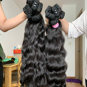 Extension de cheveux Remy ondulés cambodgiens naturels non traités HD produit de dentelle de fermeture frontale avec des faisceaux de vagues naturelles vierges - Product Image 1