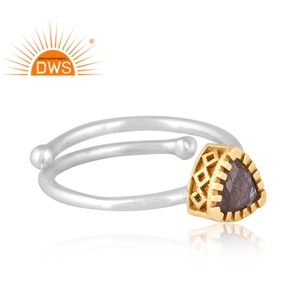 Handmade Design Fine Sterling Silver Natural Labradorite Gemstone <b>Adjustable</b> <b>Ring</b> Jewelry For Women Gift For Her - Product Image 3