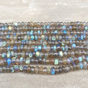 Natural Labradorite Smooth Rondelle Gemstone Beads Strands <b>String</b> 5-6mm Loose Beads Lot for Jewelry Necklace <b>Bracelet</b> Making - Product Image 2