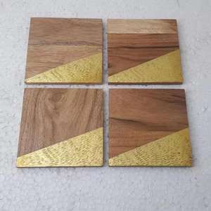 Acacia Blank Wooden Coasters Set Custom Square and round Shape Drink Mat for <b>Coffee</b> & Glass Tabletop Premium Mats & <b>Pads</b> - Product Image 1