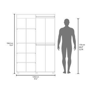 FREE DELIVERY Compact One-Door Freestanding Black Armoire Eco High Bedroom <b>Wardrobe</b> with <b>Hanging</b> Rod and Interior Shelves - Product Image 4