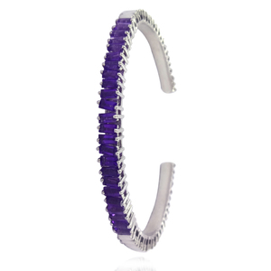 Pulsera de plata de ley 925 con gema de amatista Natural, brazalete oxidado, joyería hecha a mano, 45x60 MM - Product Image 1