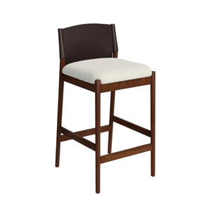 Taburete de Bar Moderno de Madera Maciza con Asiento Acolchado, Respaldo de Cuero Sintético, Silla de Altura de Mostrador para Isla de Cocina y Bar en Casa - Product Image 2