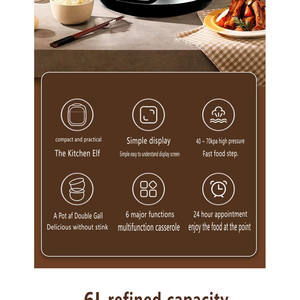 Grande autocuiseuse électrique 6L avec écran LED, en acier inoxydable et aluminium, prise allemande et américaine - Cuiseur à riz multifonction domestique - Product Image 5