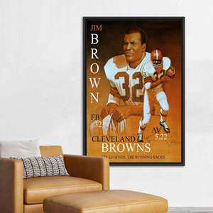 Obra de arte de Jim Brown: Decoración de pared de los Browns, lienzo impreso para la sala de hombre, con marco negro - Product Image 1