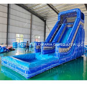 Tobogán Acuático Inflable de PVC de Tresentis Pies con Diseño de Palmera y Salto, Color Azul Mármol, para Interiores y Exteriores, Venta al por Mayor - Product Image 4