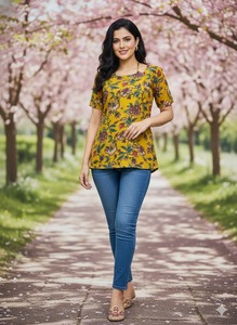 Kurtis y Túnicas Cortas de Algodón Mágico Premium para Uso Diario e Informal, para Mujer, Tallas Grandes Disponibles, Kurtis a Bajo Precio - Product Image 2