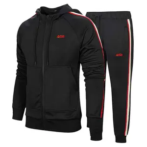 100% Polyester Fitness Tracksuits from Pakistan Breathable Fabric Top Trend Zip Up New Style Side Stripped Design Men Gym Suits