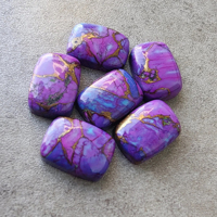 Pierres précieuses calibrées en vrac, de qualité AAA+, en turquoise cuivrée naturelle, forme rectangulaire 10mm x 5mm, cabochon à facettes, dos plat