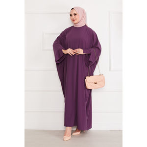 Abaya Hijab Morada de Estilo Simple Ceyda, Tela de Poliéster, Elemento de Moda Musulmana - Product Image 4